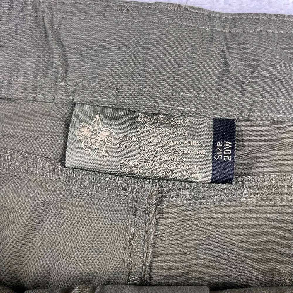 Boy Scouts of America BSA Ladies Uniform Pants 20W Olive Green Cargo Roll Up New
